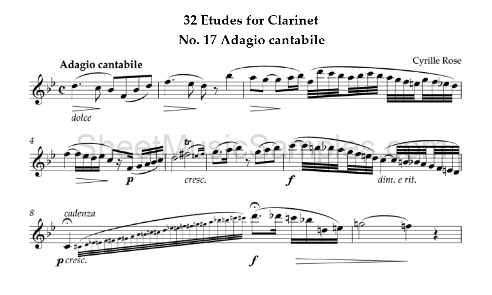 32 Etudes for Clarinet - No. 17 Adagio cantabile