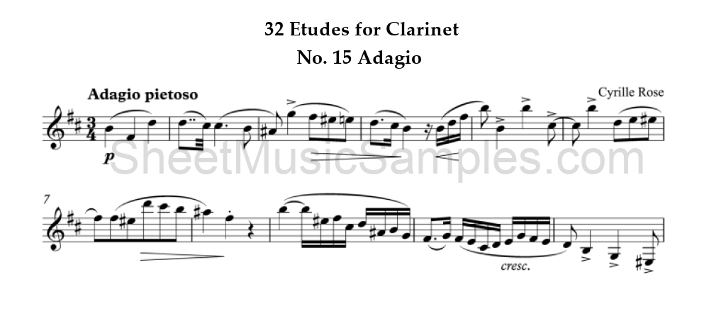 32 Etudes for Clarinet - No. 15 Adagio