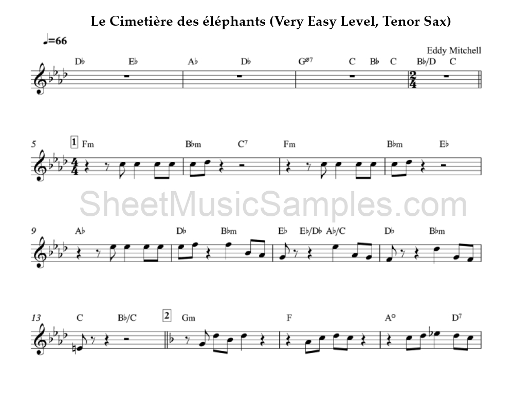 Le Cimetière des éléphants (Very Easy Level, Tenor Sax)