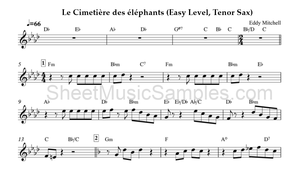 Le Cimetière des éléphants (Easy Level, Tenor Sax)