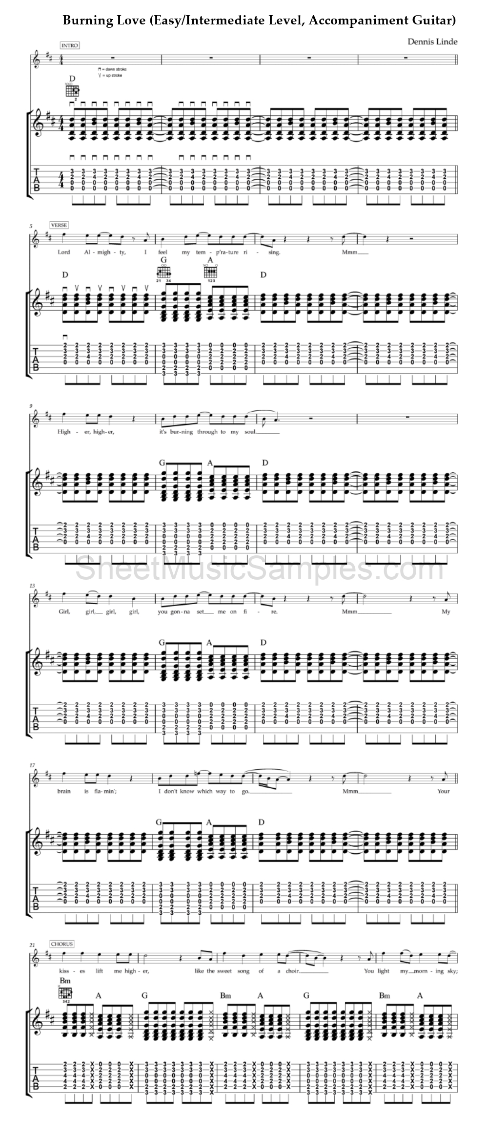 Burning Love (Easy/Intermediate Level, Accompaniment Guitar)