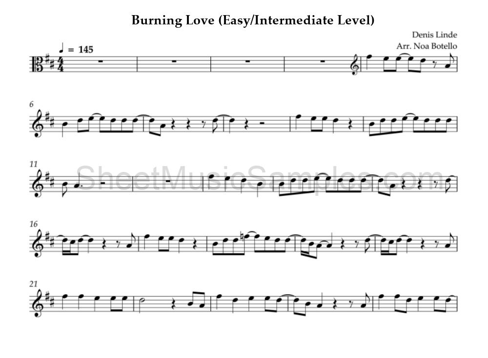 Burning Love (Easy/Intermediate Level)