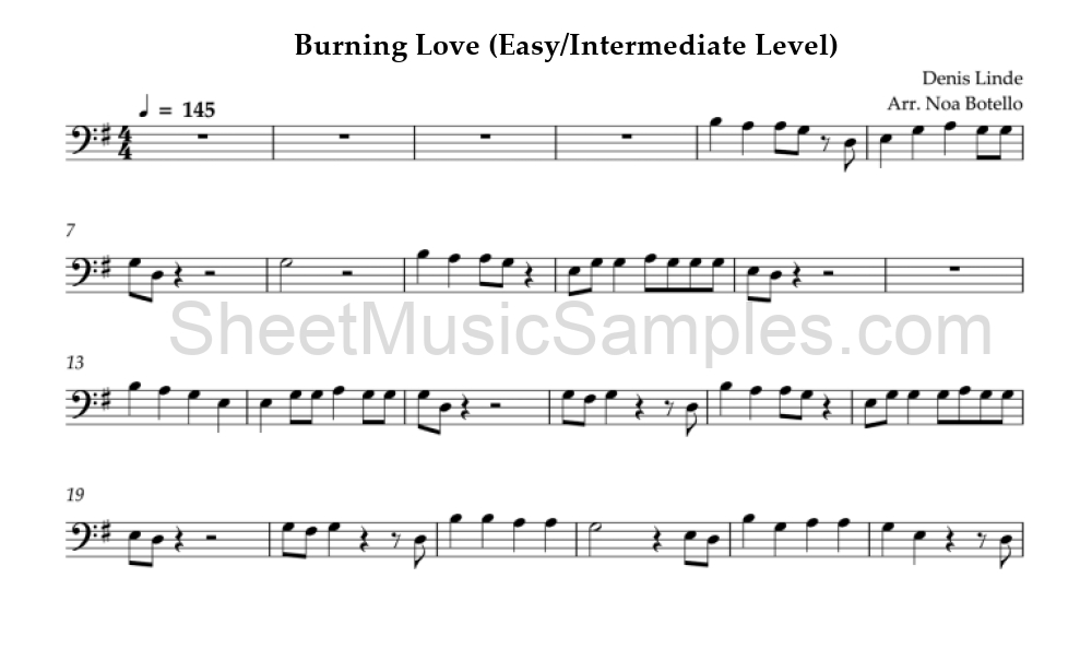 Burning Love (Easy/Intermediate Level)