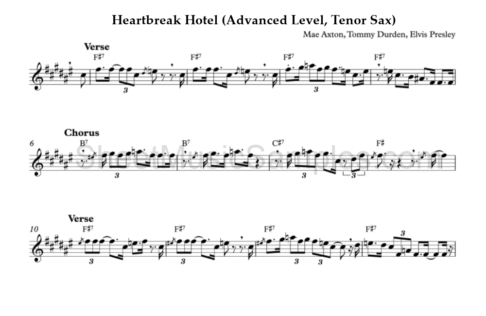 Heartbreak Hotel (Advanced Level, Tenor Sax)