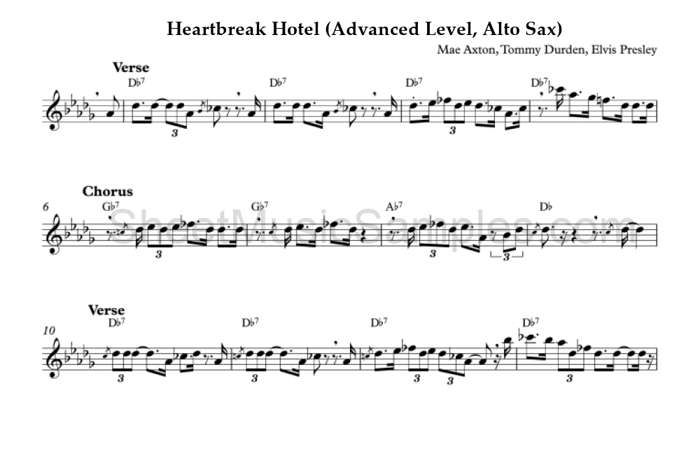 Heartbreak Hotel (Advanced Level, Alto Sax)