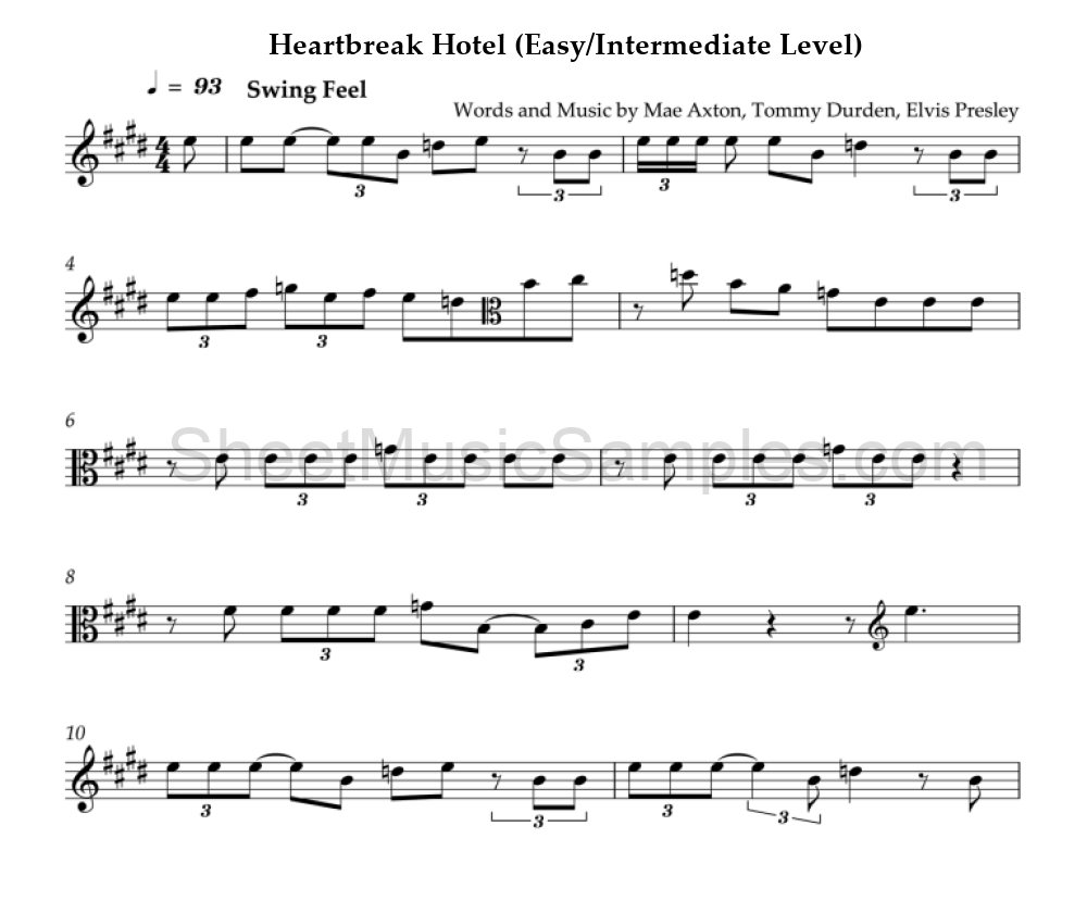 Heartbreak Hotel (Easy/Intermediate Level)