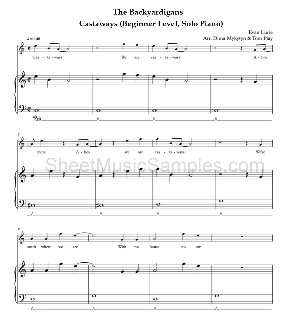 The Backyardigans - Castaways (Beginner Level, Solo Piano)