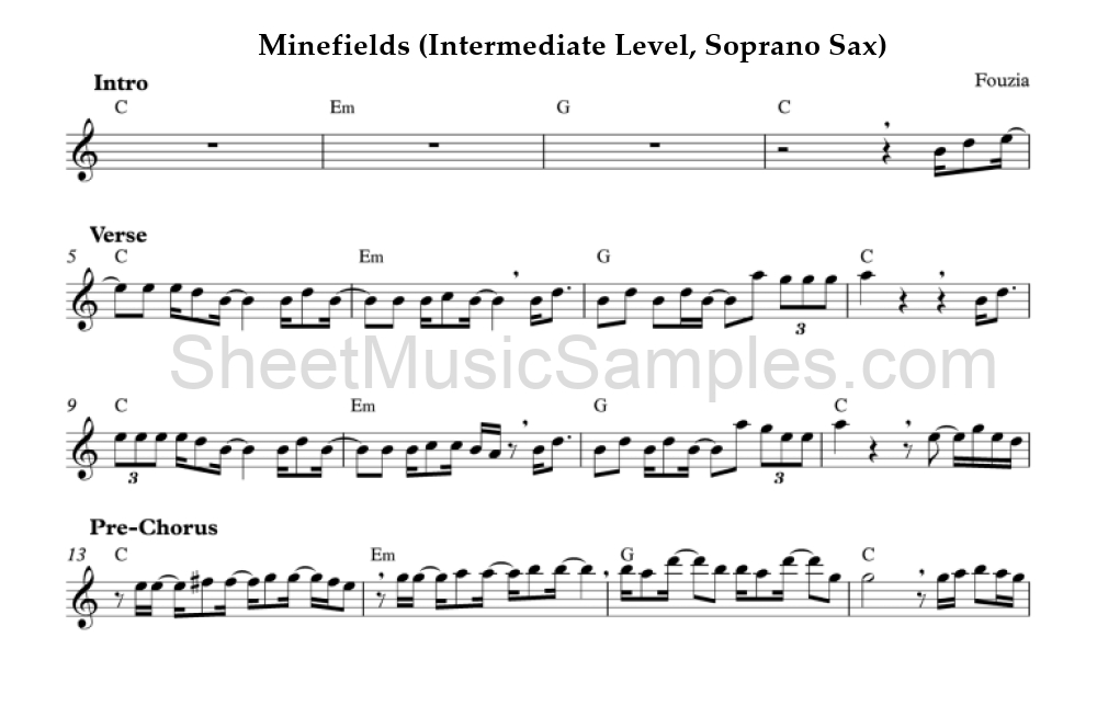 Minefields (Intermediate Level, Soprano Sax)