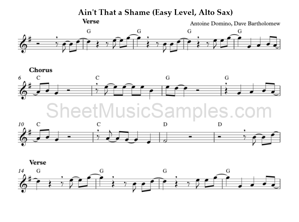 Ain't That a Shame (Easy Level, Alto Sax)