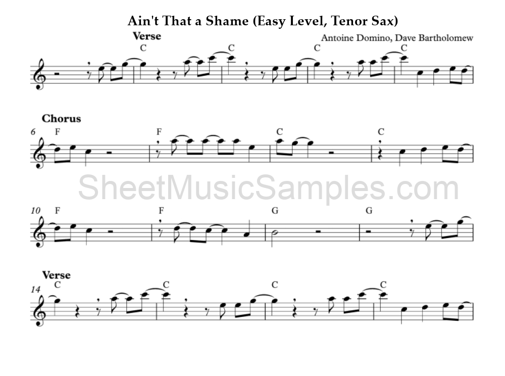 Ain't That a Shame (Easy Level, Tenor Sax)