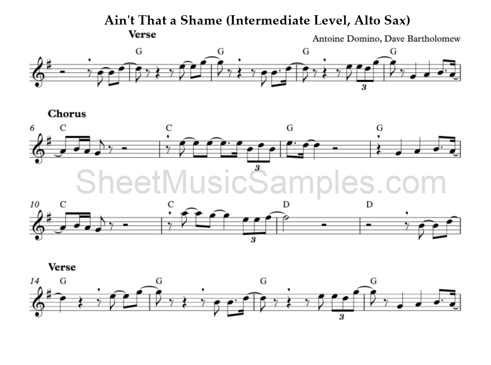 Ain't That a Shame (Intermediate Level, Alto Sax)