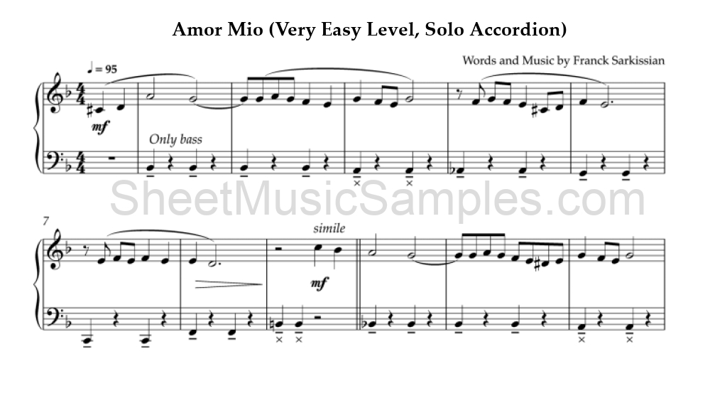 Amor Mio (Very Easy Level, Solo Accordion)