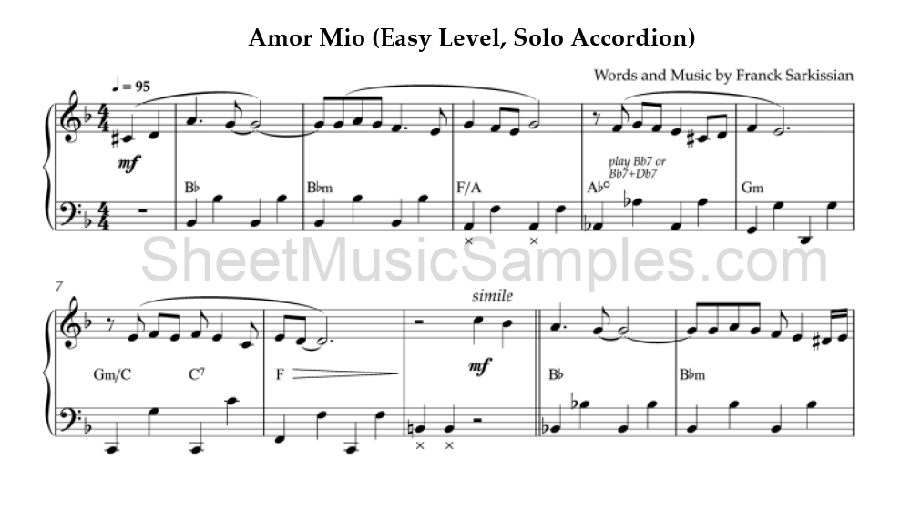 Amor Mio (Easy Level, Solo Accordion)