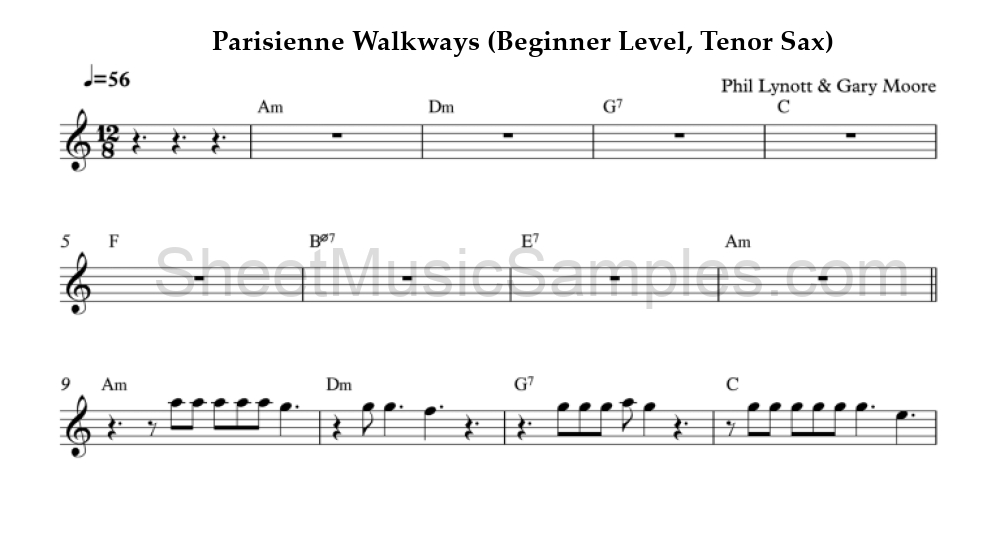 Parisienne Walkways (Beginner Level, Tenor Sax)