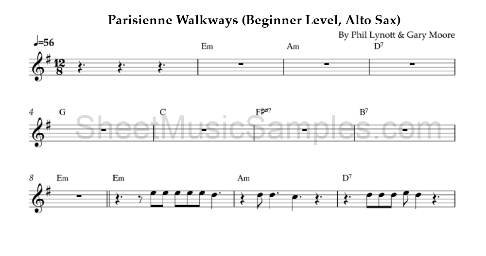 Parisienne Walkways (Beginner Level, Alto Sax)