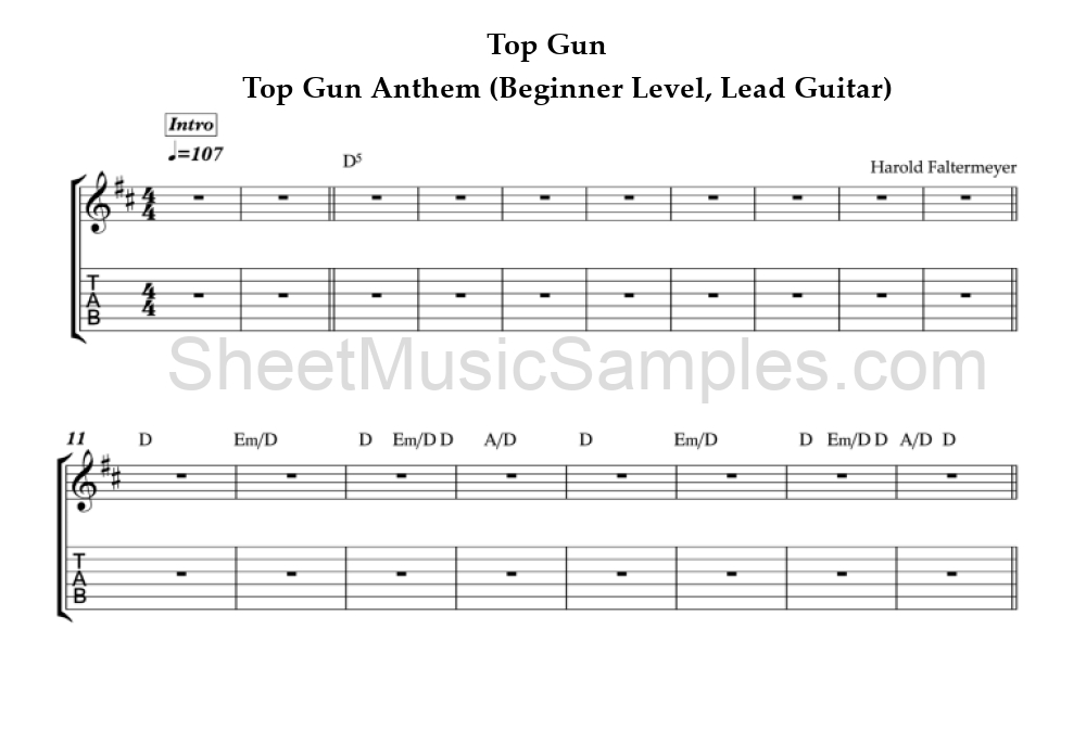 Top Gun - Top Gun Anthem (Beginner Level, Lead Guitar)