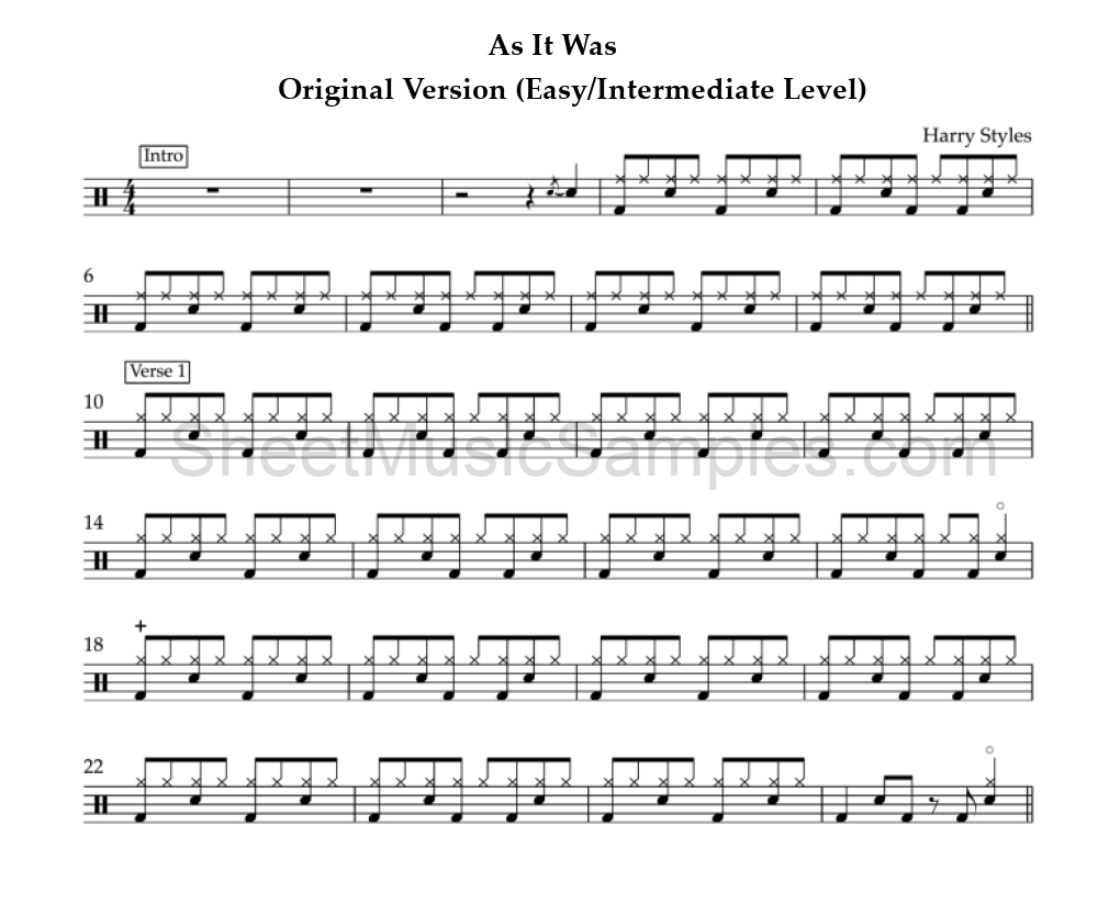 As It Was - Original Version (Easy/Intermediate Level)