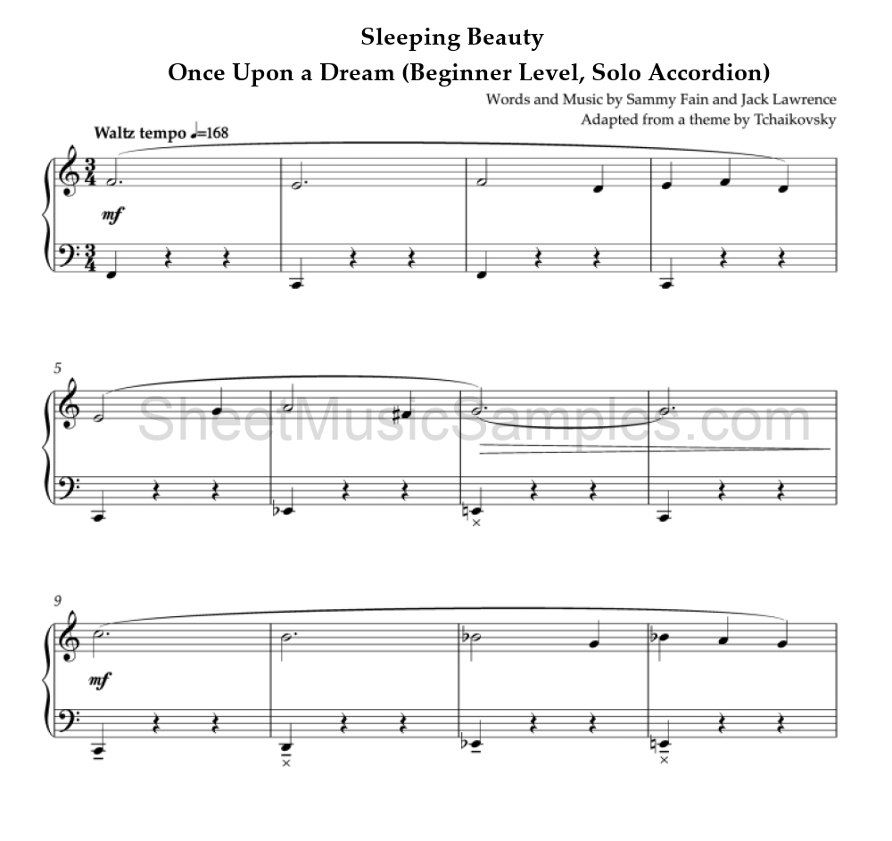 Sleeping Beauty - Once Upon a Dream (Beginner Level, Solo Accordion)