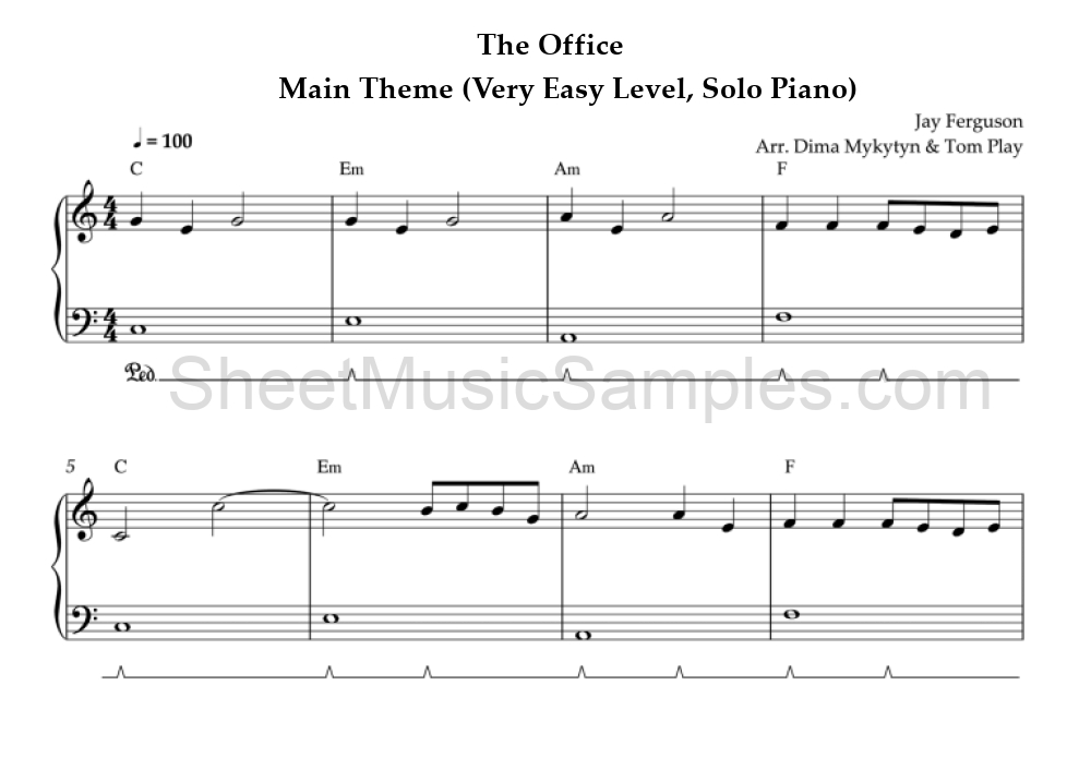 The Office - Main Theme (Very Easy Level, Solo Piano)