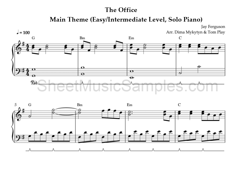 The Office - Main Theme (Easy/Intermediate Level, Solo Piano)