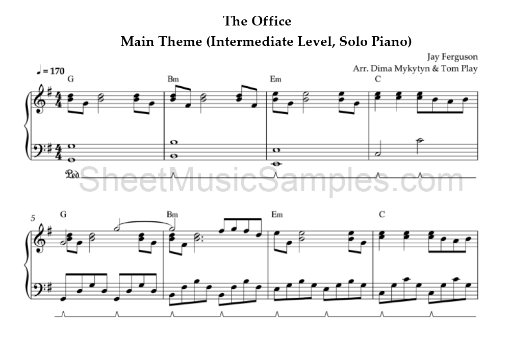 The Office - Main Theme (Intermediate Level, Solo Piano)