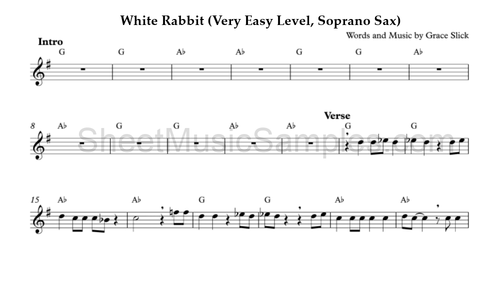 White Rabbit (Very Easy Level, Soprano Sax)