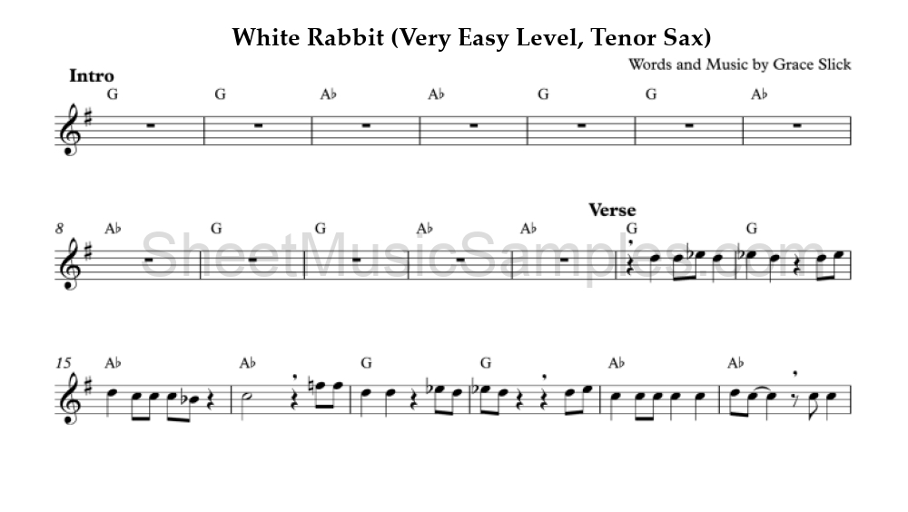 White Rabbit (Very Easy Level, Tenor Sax)