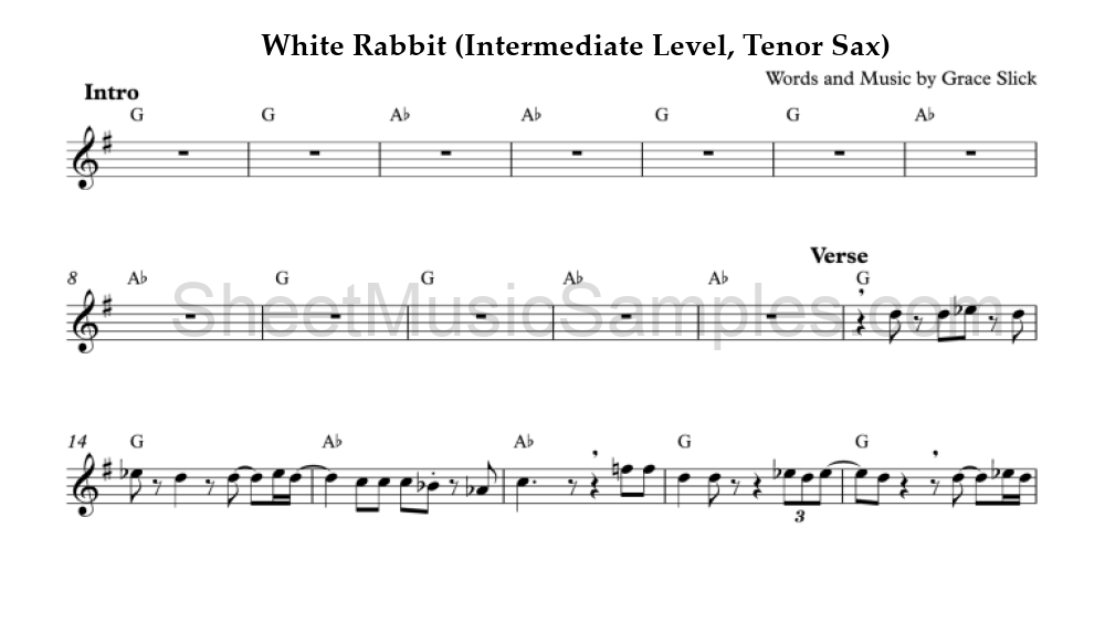 White Rabbit (Intermediate Level, Tenor Sax)