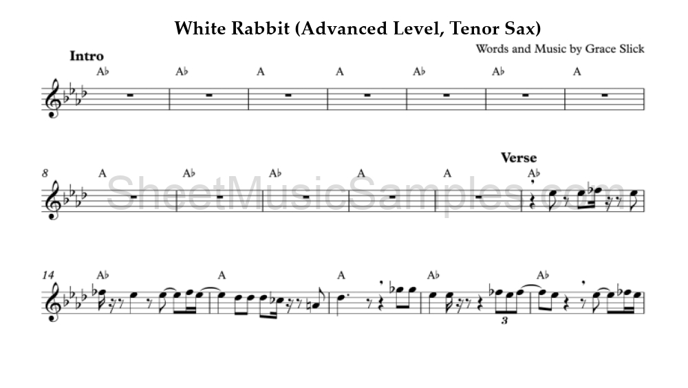 White Rabbit (Advanced Level, Tenor Sax)