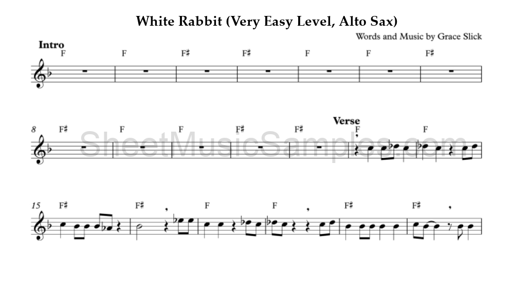 White Rabbit (Very Easy Level, Alto Sax)