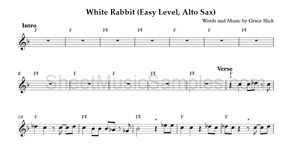 White Rabbit (Easy Level, Alto Sax)