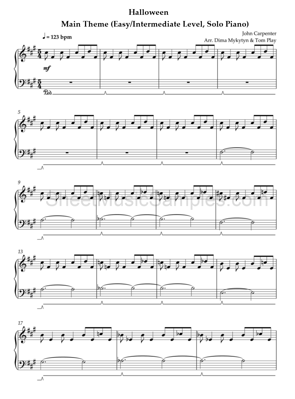 Halloween - Main Theme (Easy/Intermediate Level, Solo Piano)