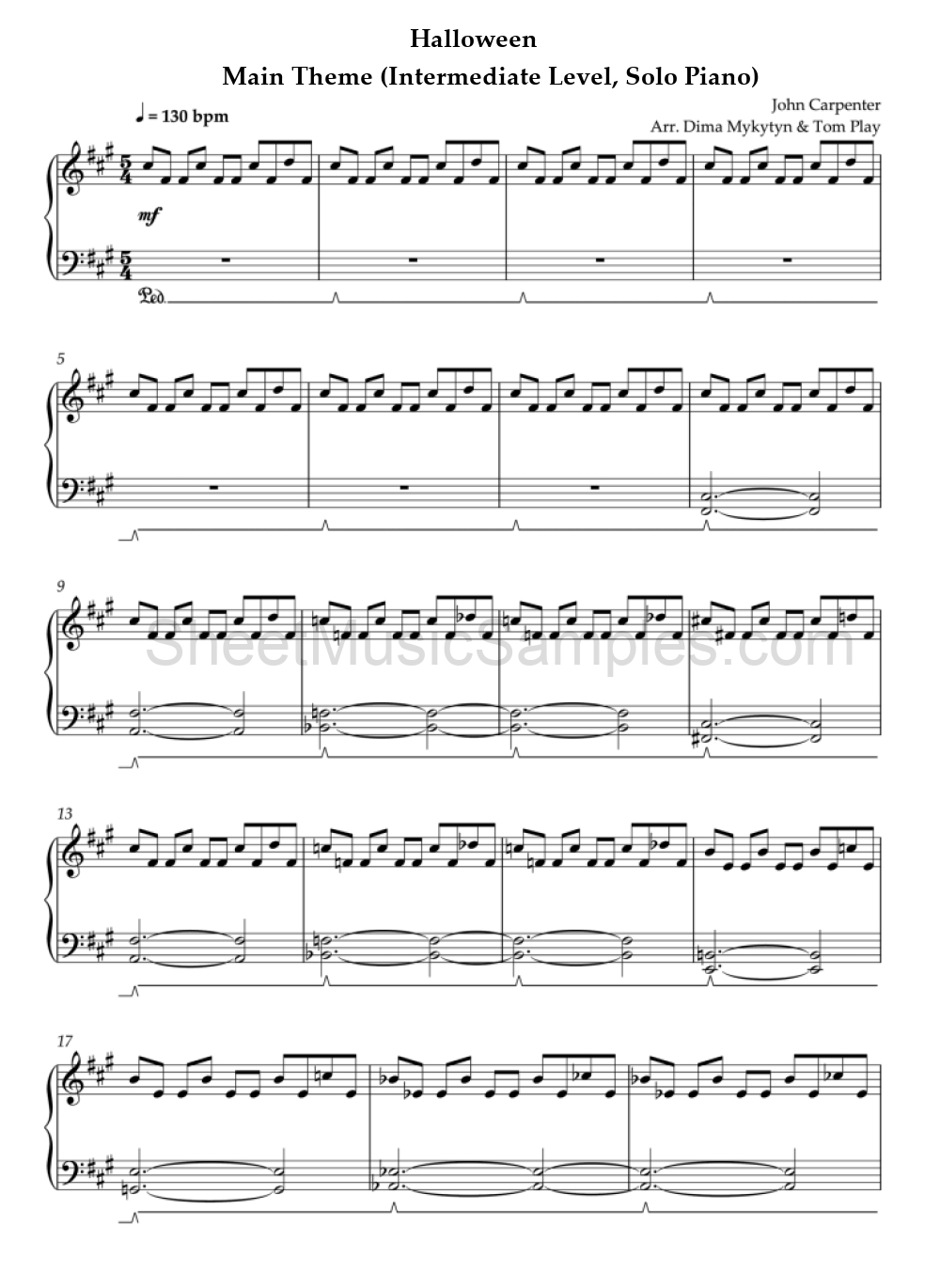 Halloween - Main Theme (Intermediate Level, Solo Piano)