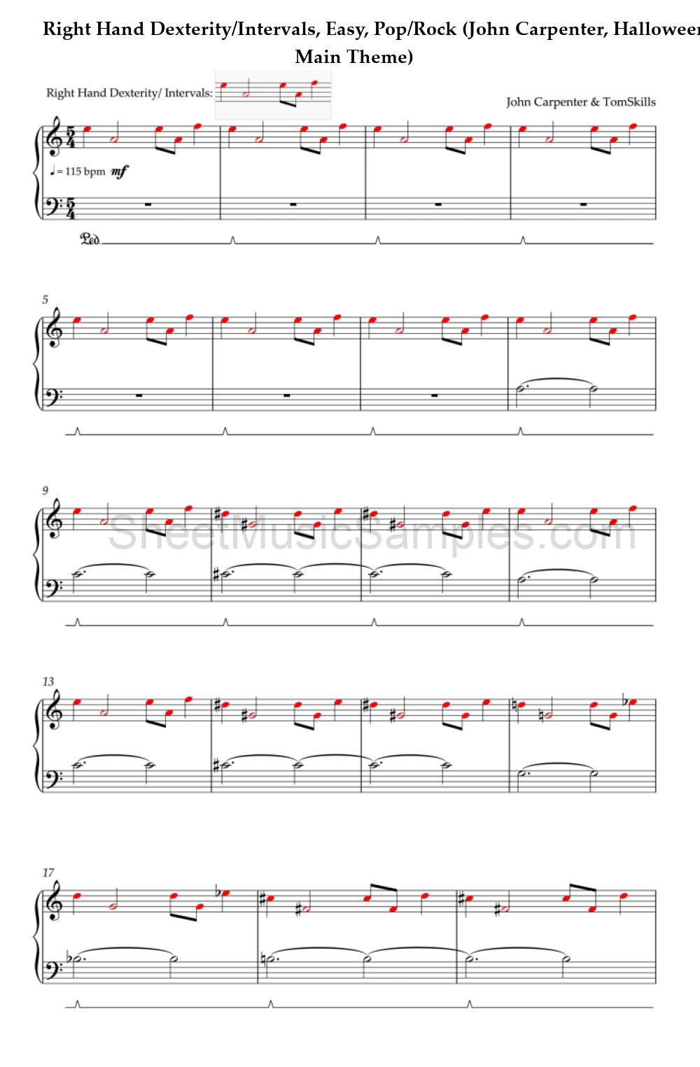 Right Hand Dexterity/Intervals, Easy, Pop/Rock (John Carpenter, Halloween - Main Theme)