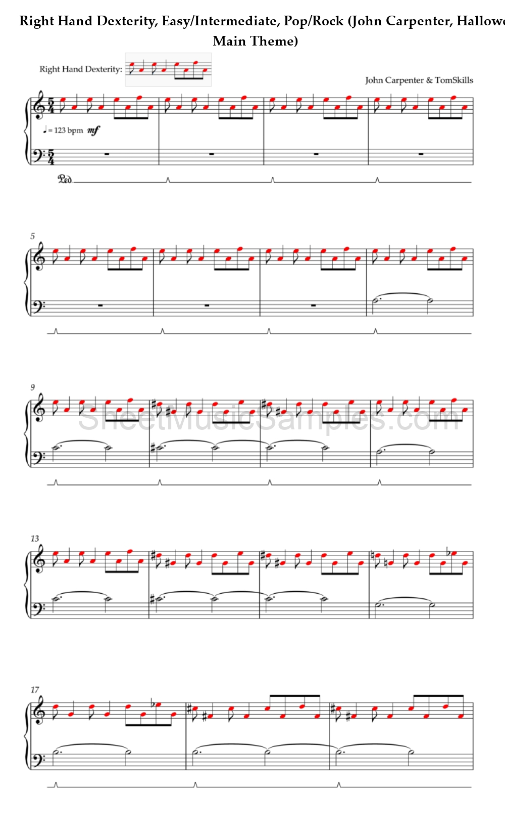 Right Hand Dexterity, Easy/Intermediate, Pop/Rock (John Carpenter, Halloween - Main Theme)