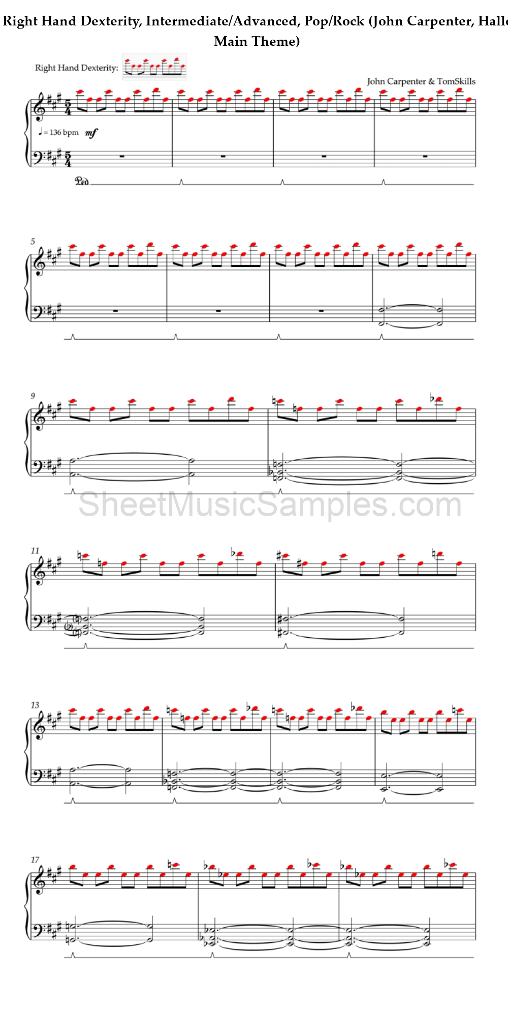 Right Hand Dexterity, Intermediate/Advanced, Pop/Rock (John Carpenter, Halloween - Main Theme)