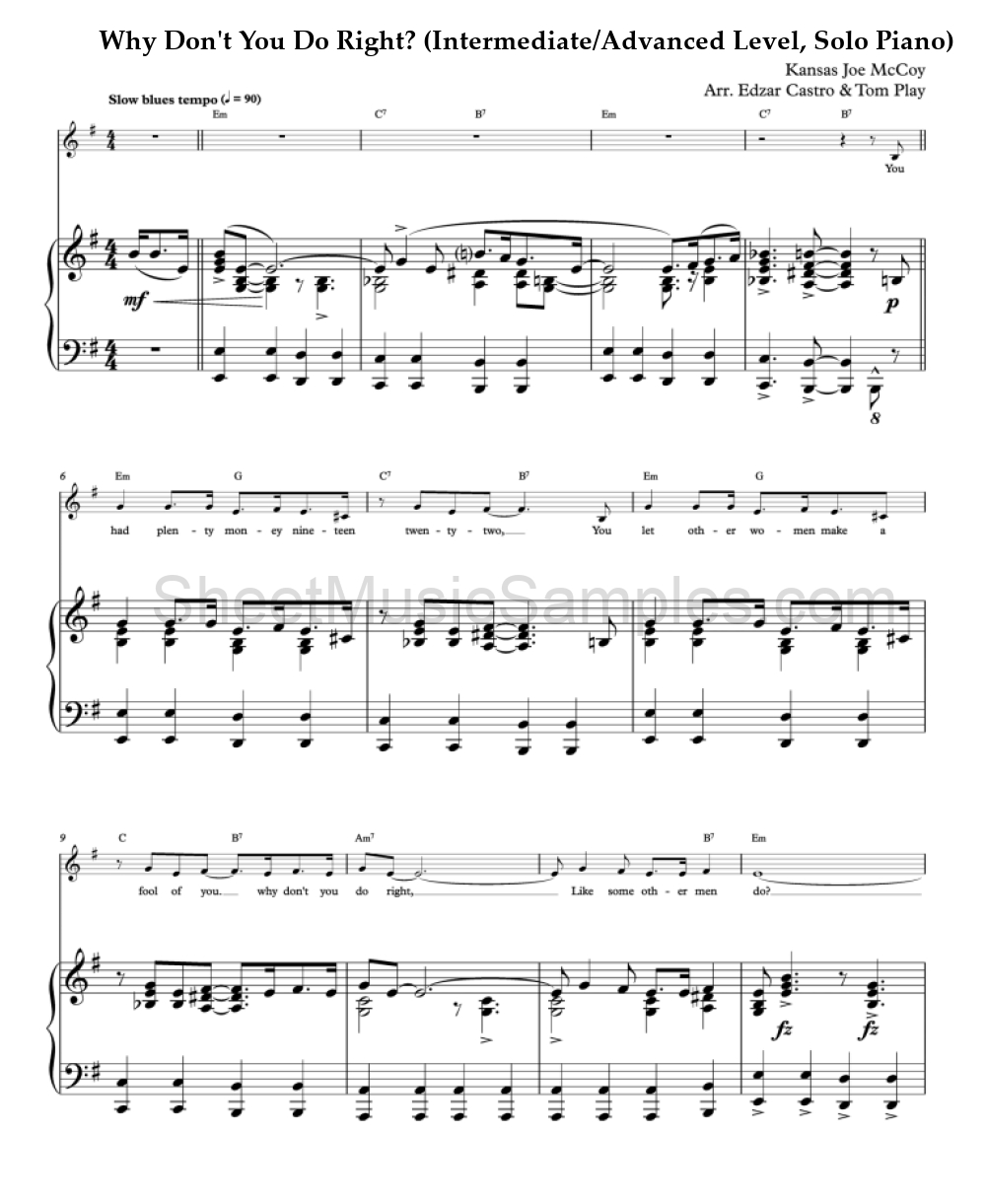 Why Don't You Do Right? (Intermediate/Advanced Level, Solo Piano)