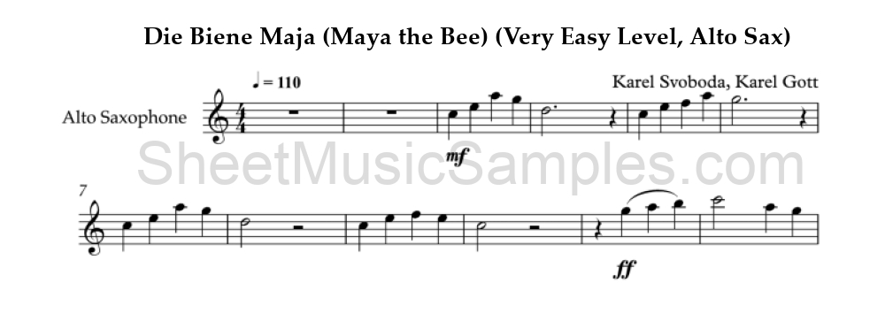 Die Biene Maja (Maya the Bee) (Very Easy Level, Alto Sax)