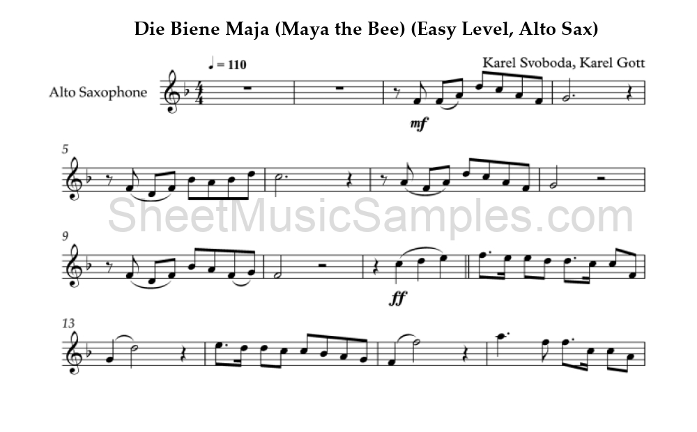 Die Biene Maja (Maya the Bee) (Easy Level, Alto Sax)