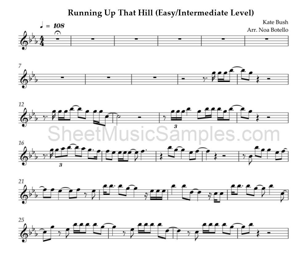 Running Up That Hill (Easy/Intermediate Level)