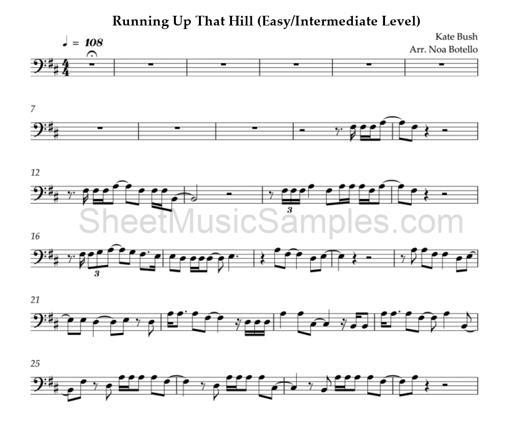 Running Up That Hill (Easy/Intermediate Level)