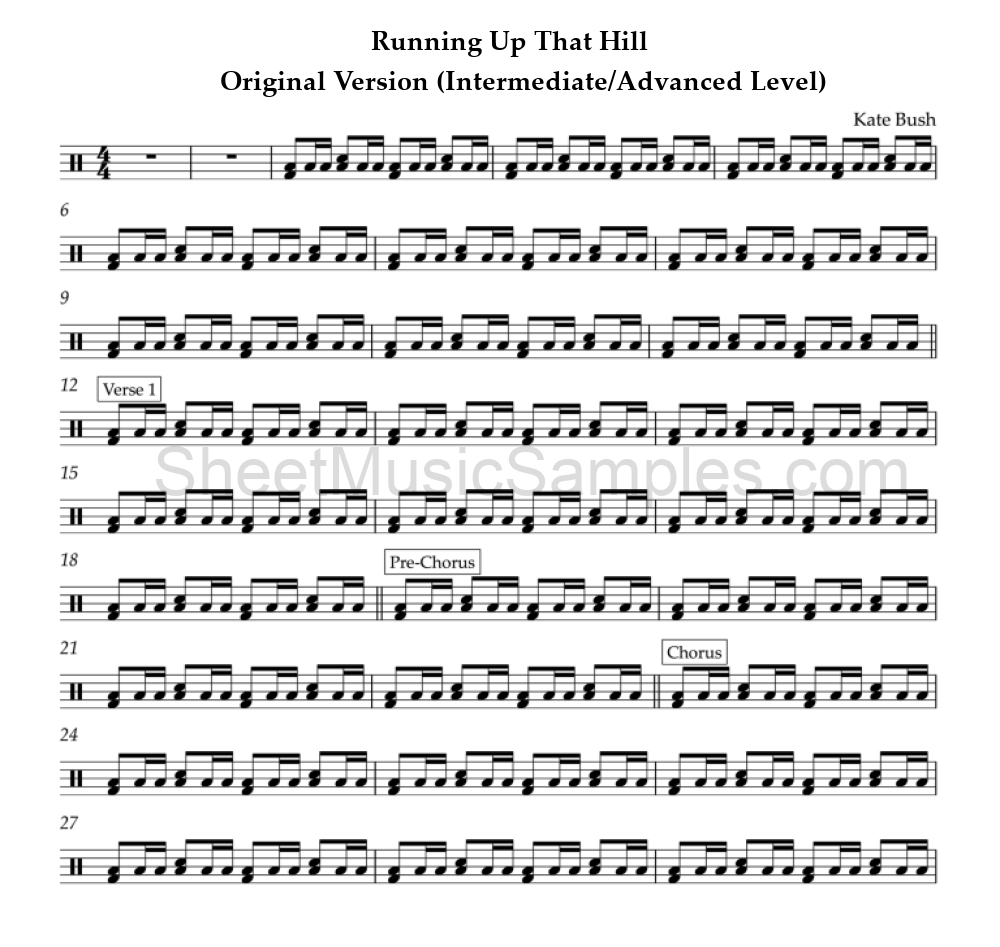 Running Up That Hill - Original Version (Intermediate/Advanced Level)