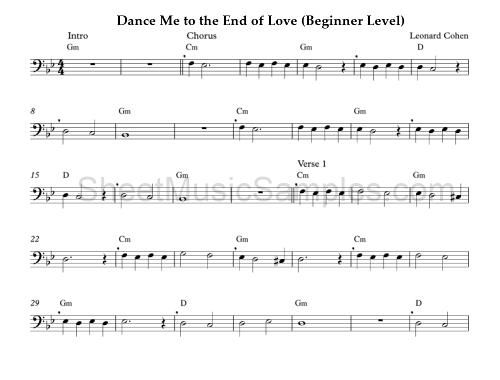 Dance Me to the End of Love (Beginner Level)