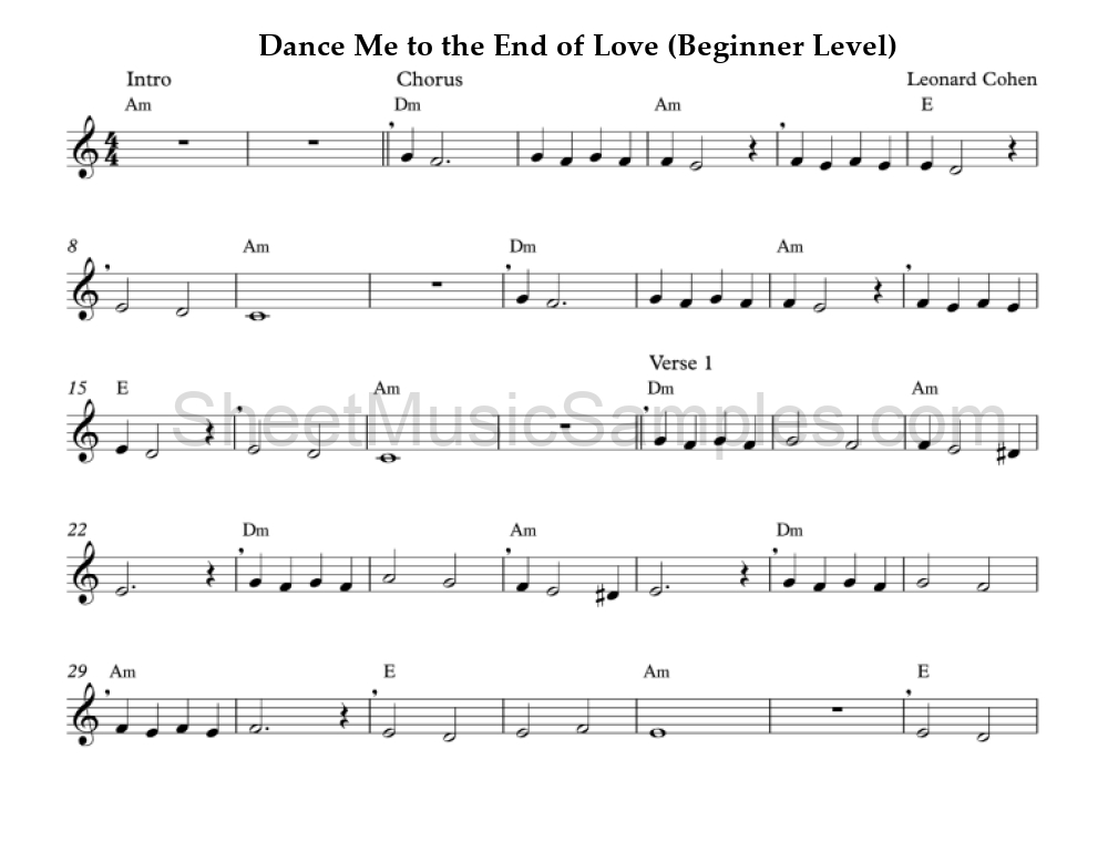 Dance Me to the End of Love (Beginner Level)