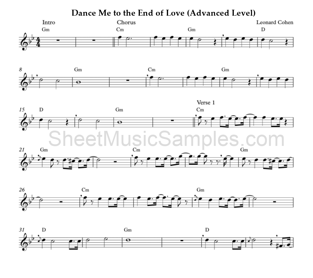 Dance Me to the End of Love (Advanced Level)