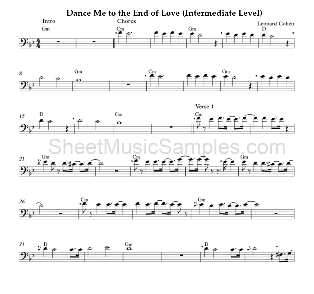 Dance Me to the End of Love (Intermediate Level)