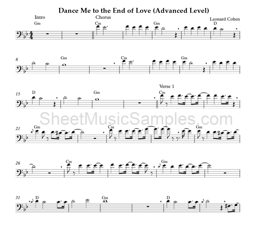 Dance Me to the End of Love (Advanced Level)