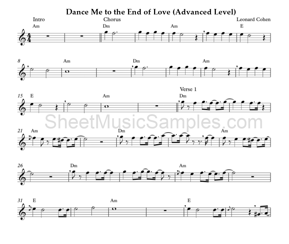 Dance Me to the End of Love (Advanced Level)