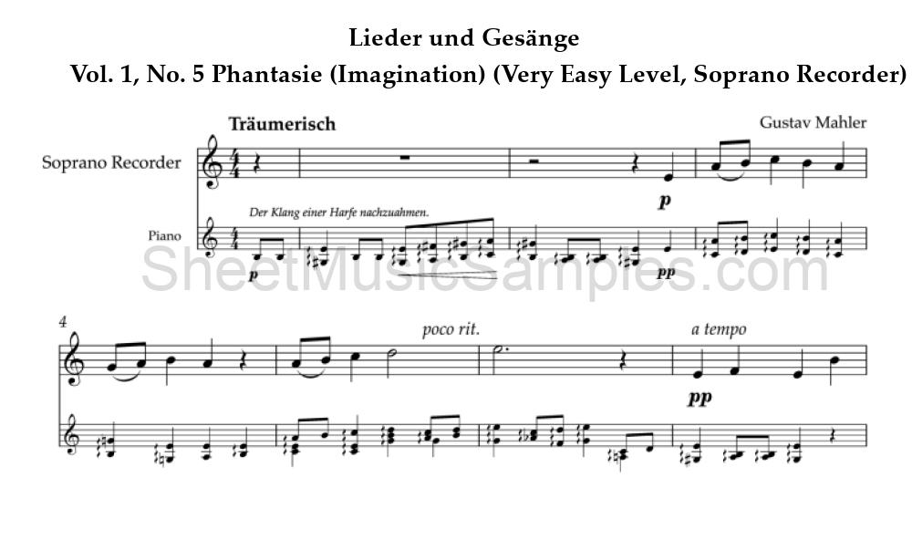 Lieder und Gesänge - Vol. 1, No. 5 Phantasie (Imagination) (Very Easy Level, Soprano Recorder)