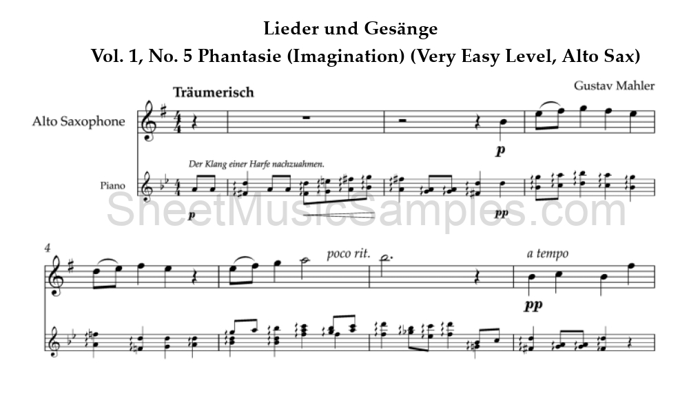 Lieder und Gesänge - Vol. 1, No. 5 Phantasie (Imagination) (Very Easy Level, Alto Sax)